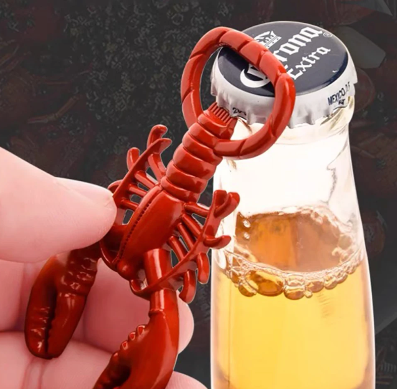 Lobster opens beer